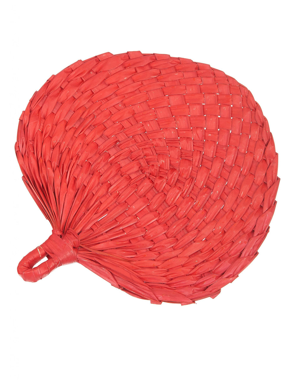 Eventail en paille pour adulte rouge