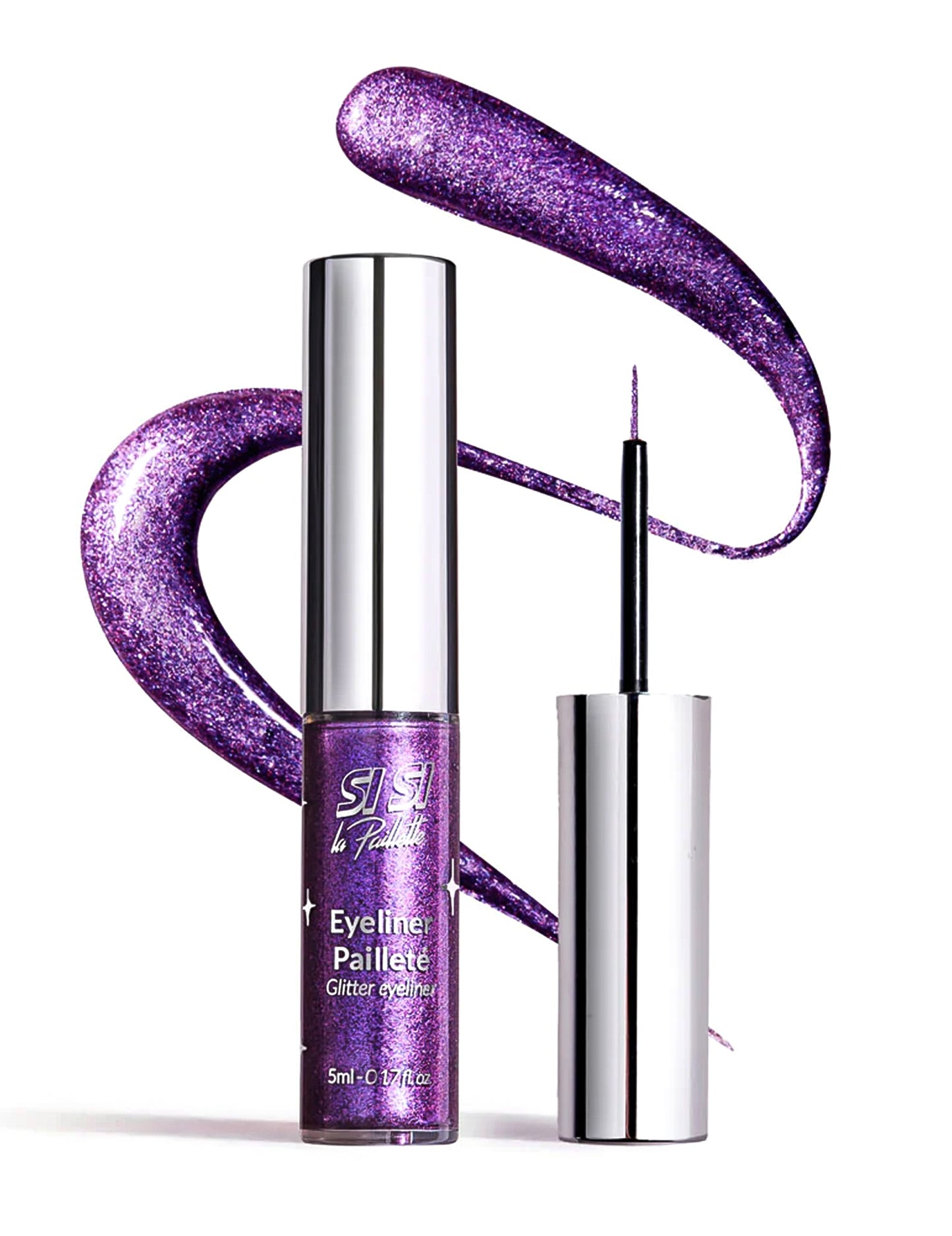 Eyeliner com glitter violeta Si si la paillette™
