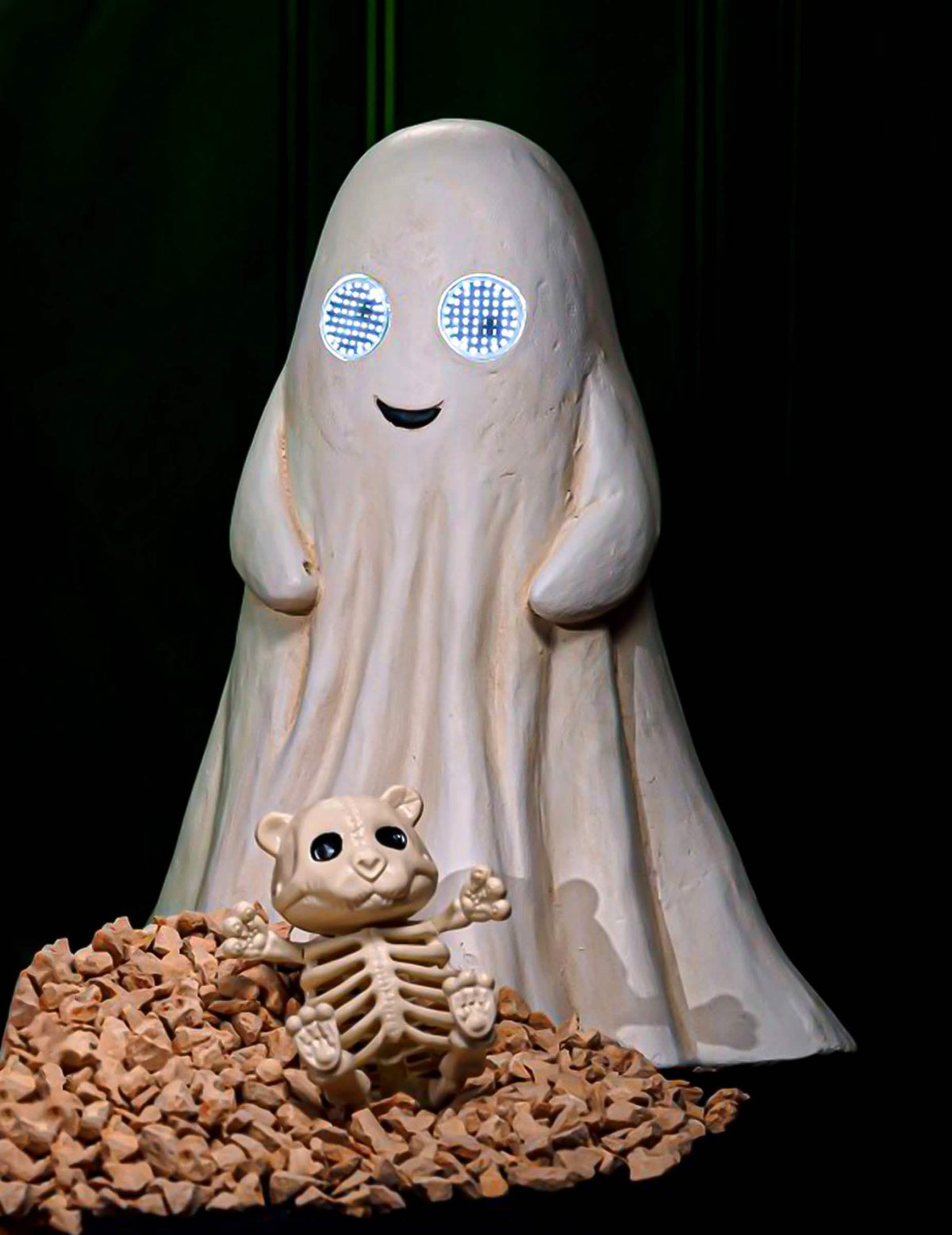 Fantasma decorativo Summerween em magnésia com olhos LED animados 34,5 x 24 x 42 cm