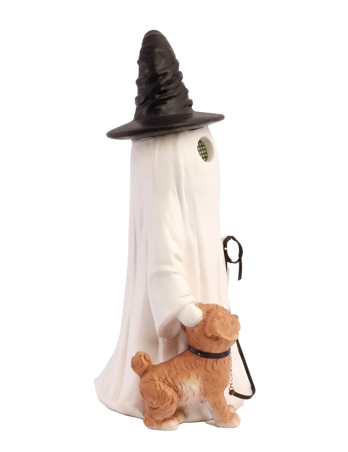 Fantasma decorativo Summerween em resina com chapéu pontiagudo cão e olhos LED animados 23,5 x 20 x 45,5 cm