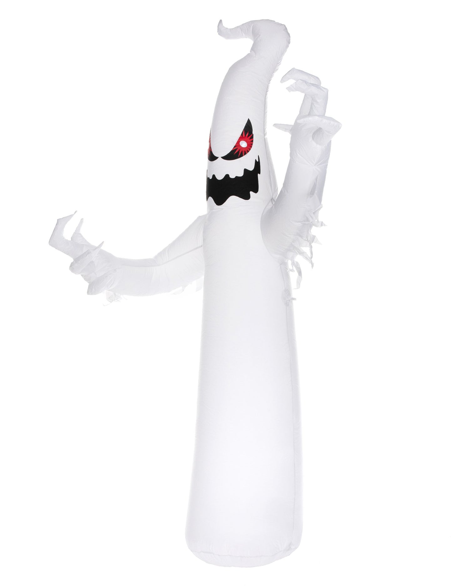 Vue de profil du Fantôme effrayant gonflable blanc avec yeux leds rouges