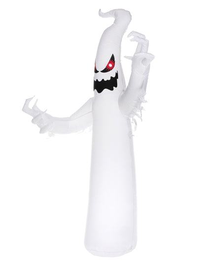 Vue de profil du Fantôme effrayant gonflable blanc avec yeux leds rouges
