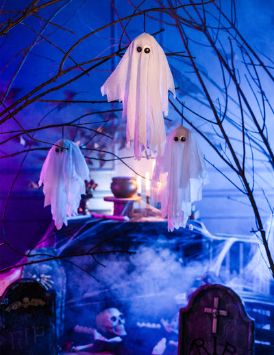 Fantasma trémulo para pendurar, animado e musical 48 cm