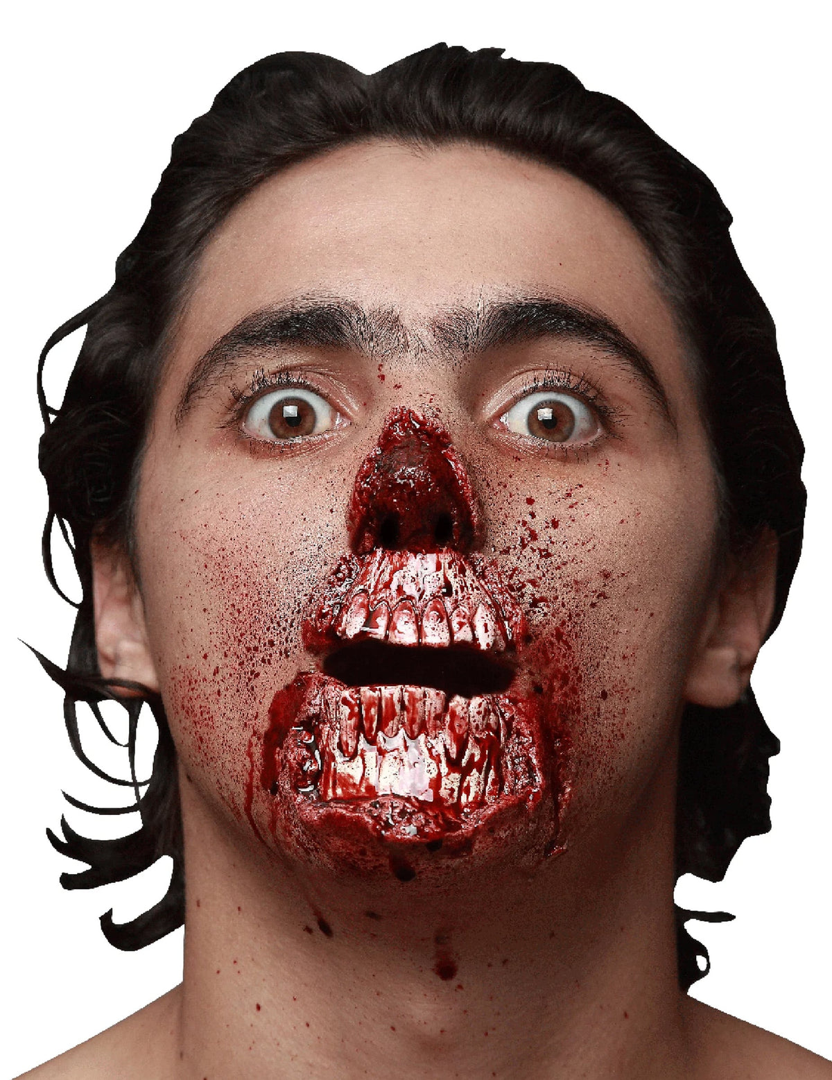 Fausse blessure bouche arrachée pour adulte rouge sanglante Halloween