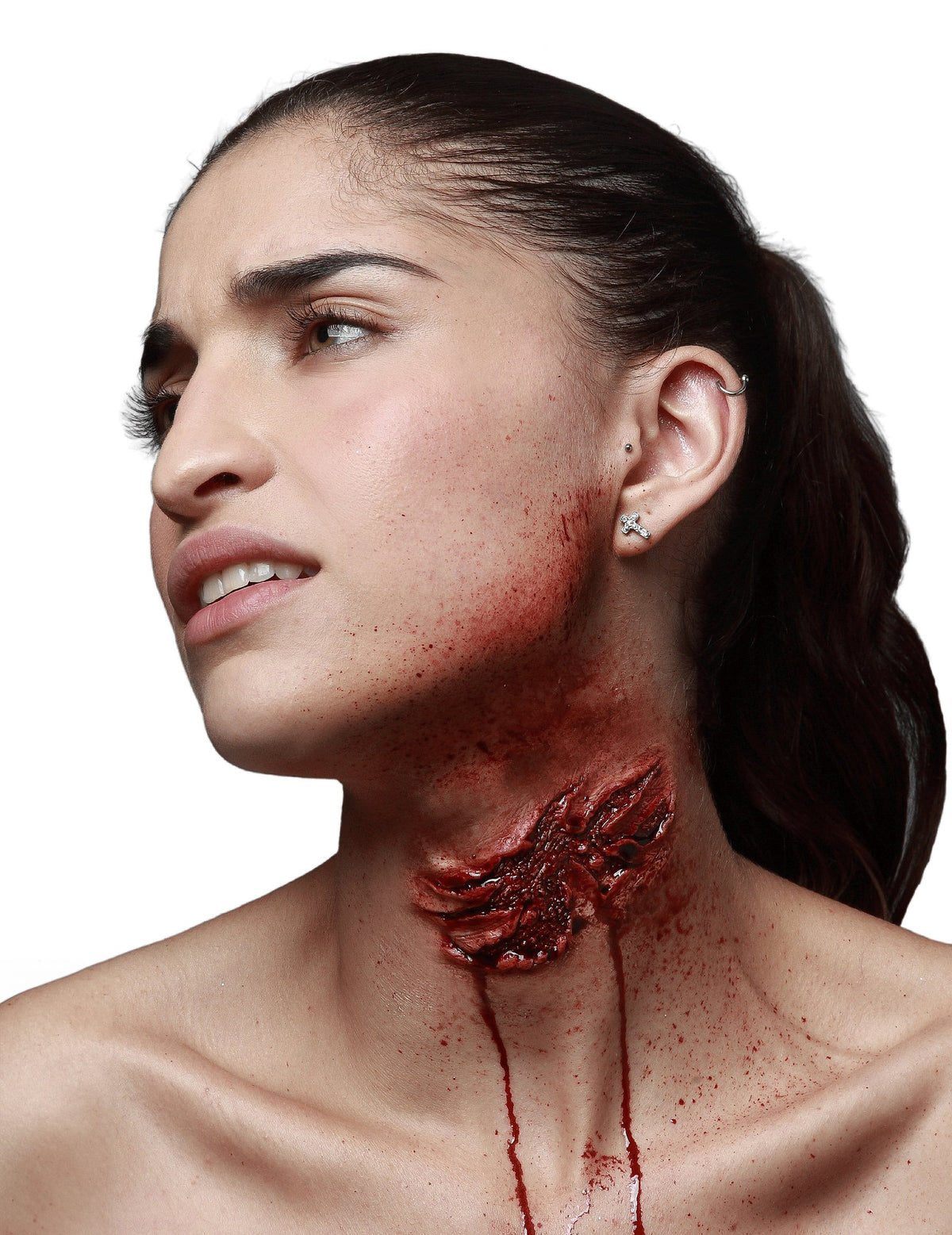 Fausse blessure morsure de zombie pour adulte ensanglantée pour le cou