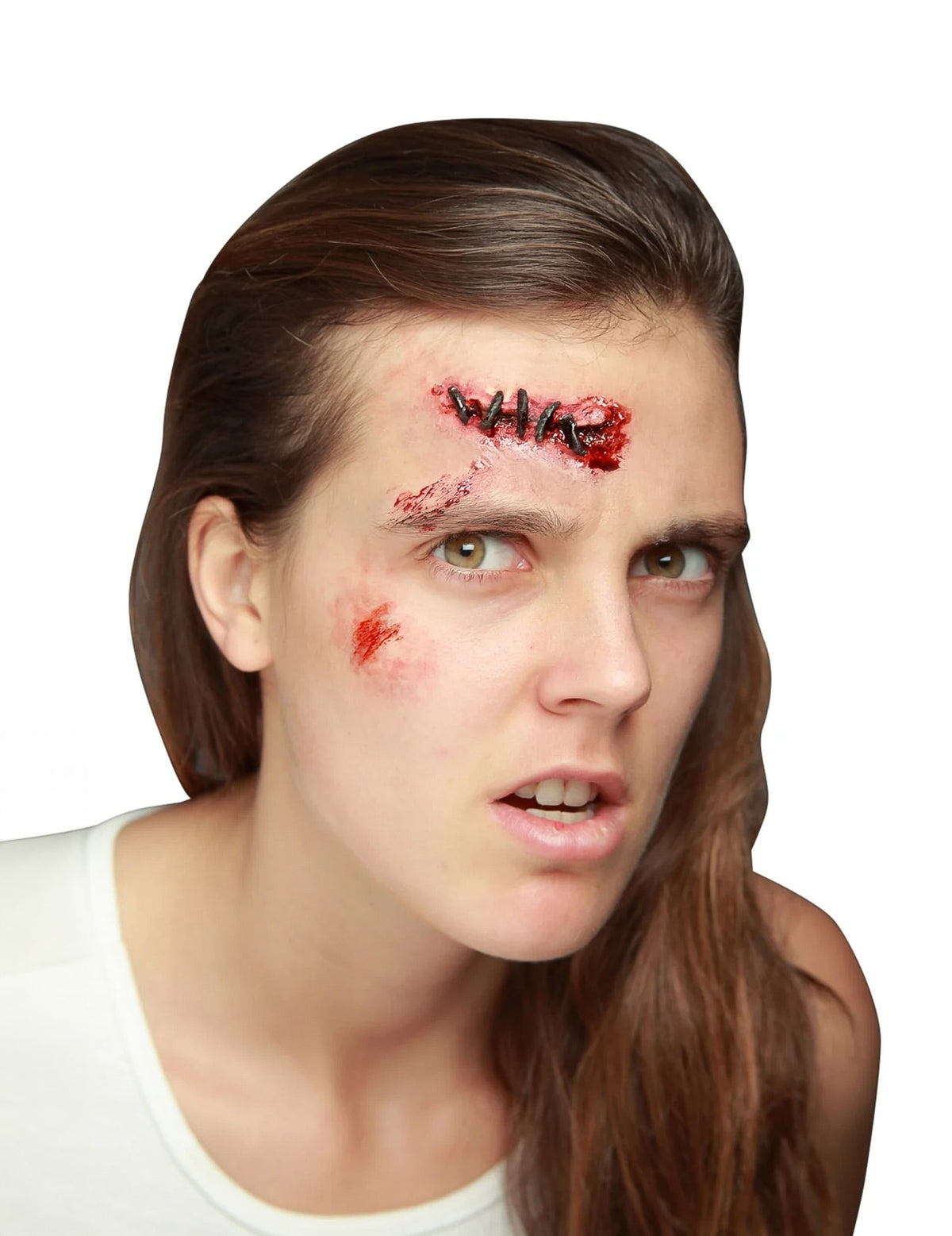 Fausse plaie avec points de suture pour adulte ensanglantée rouge et noire