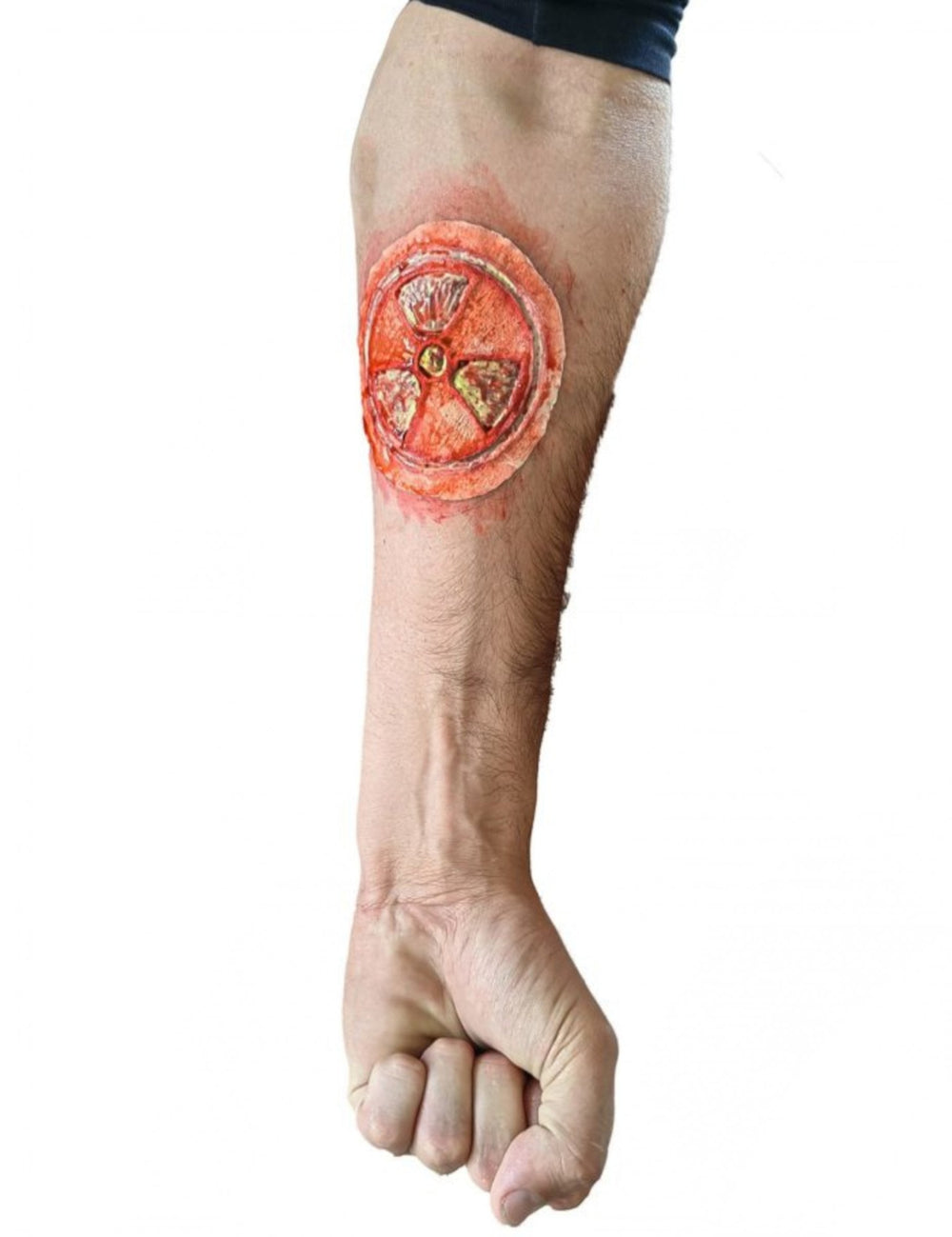 Fausse plaie radioactive pour adulte phosphorescente rouge et orange avec symbole