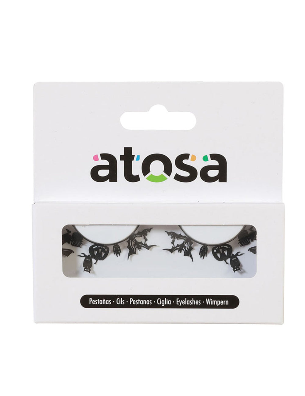 Faux cils fantaisie Halloween pour adulte noirs avec motifs chauves-souris et citrouilles