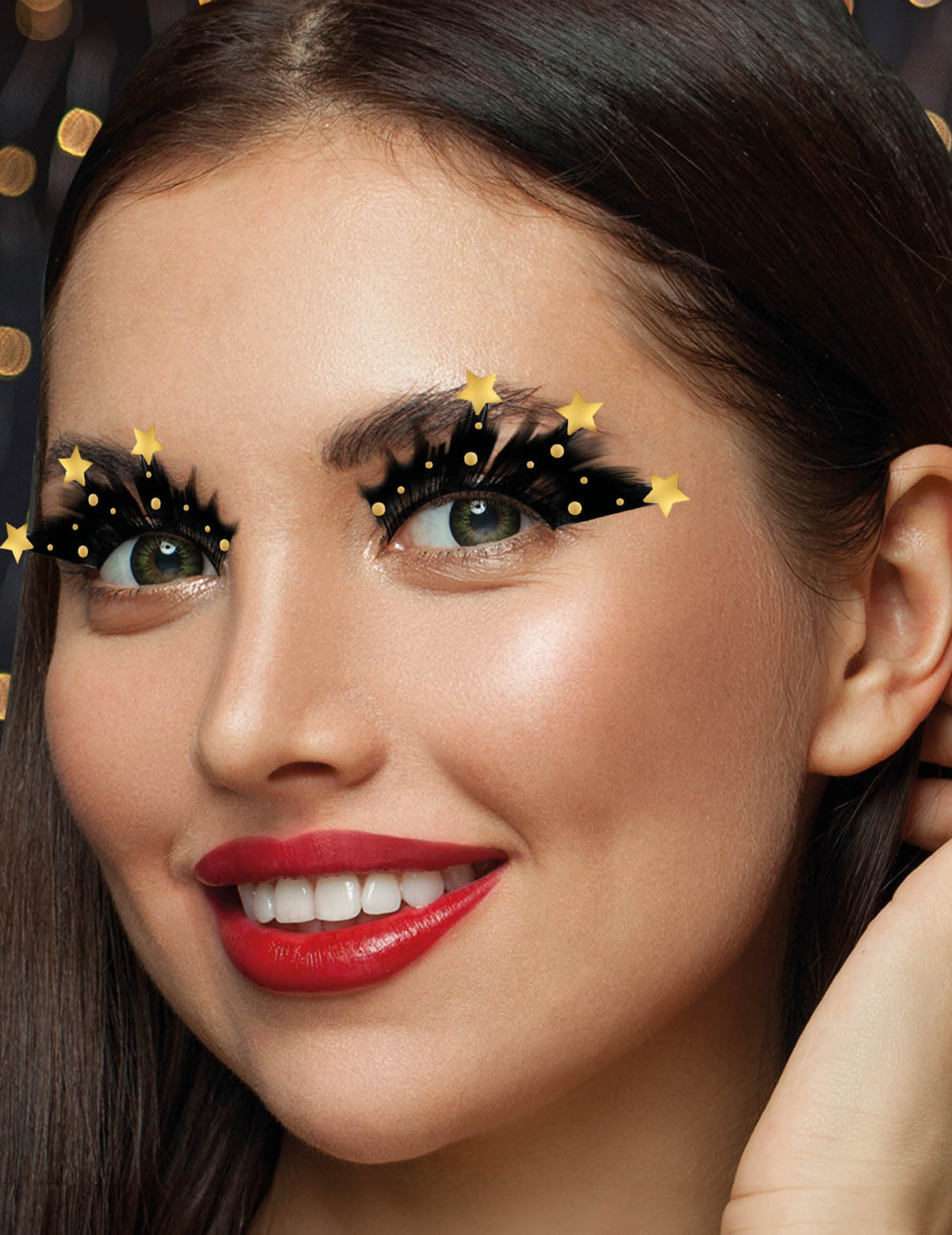 Faux-cils noirs avec étoiles dorées pour adulte noirs et dorés