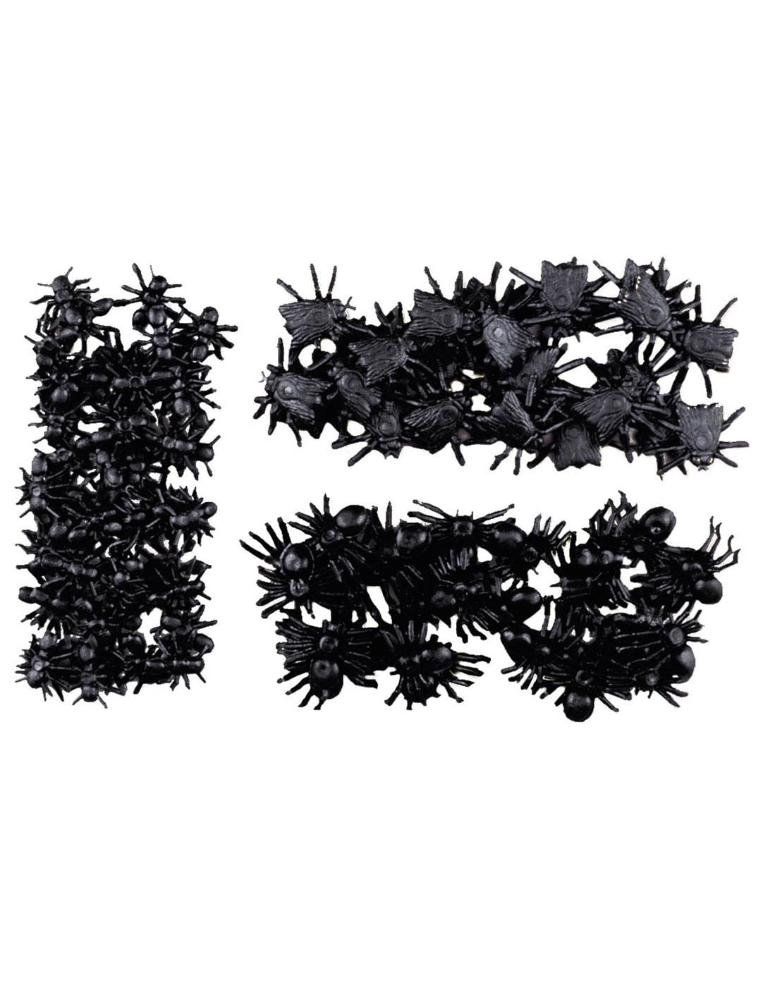 Faux insectes araignées mouches et fourmis Halloween pour décoration noirs en plastique