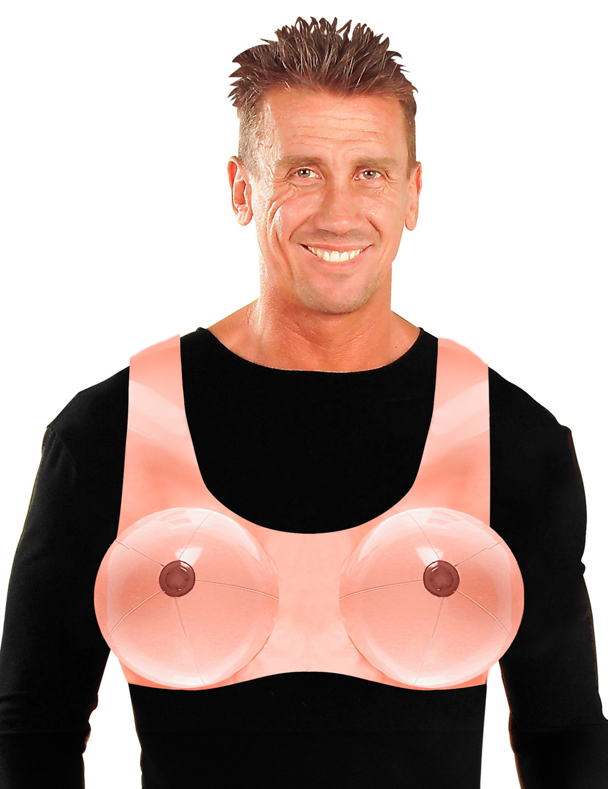 Vue de face des faux seins gonflables pour adulte