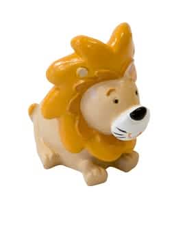 Figurinа em resina de leão para decoração safari cor de laranja e amarelo
