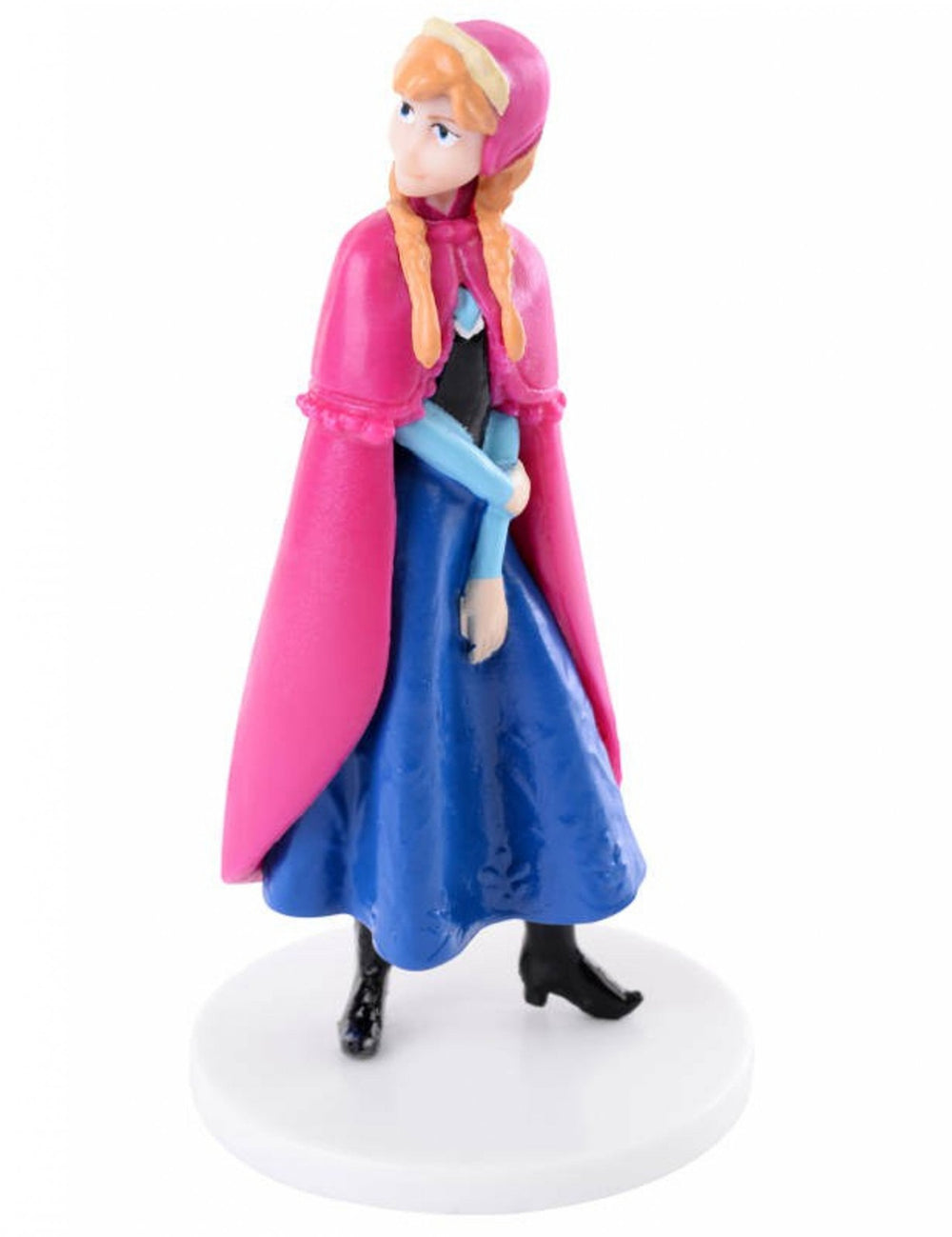 Figurine en plastique La Reine des Neiges Anna pour enfant avec cape rose et robe bleue