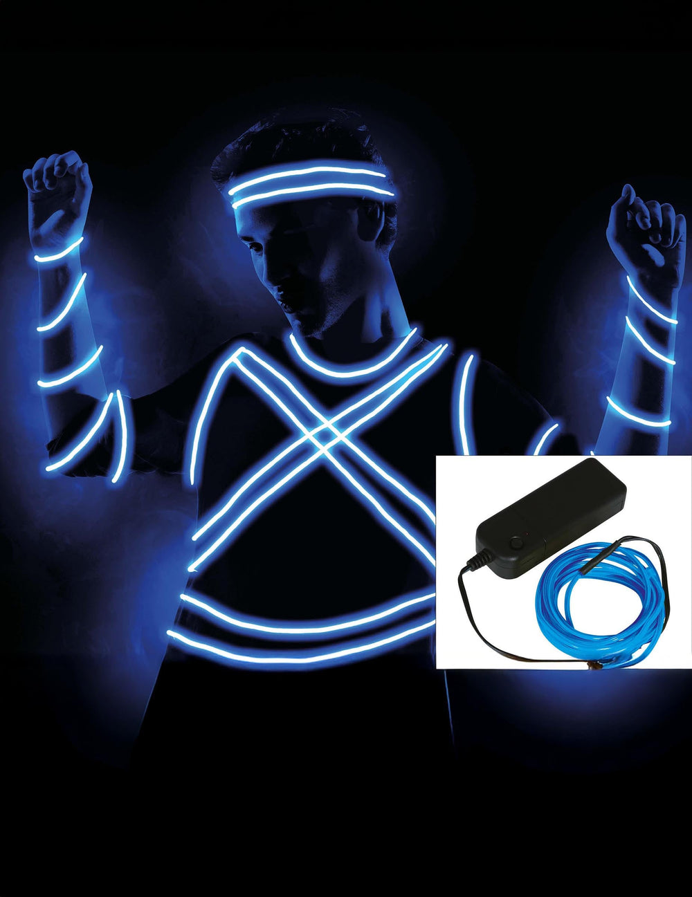 Fil LED bleu 5 m pour adulte bleu