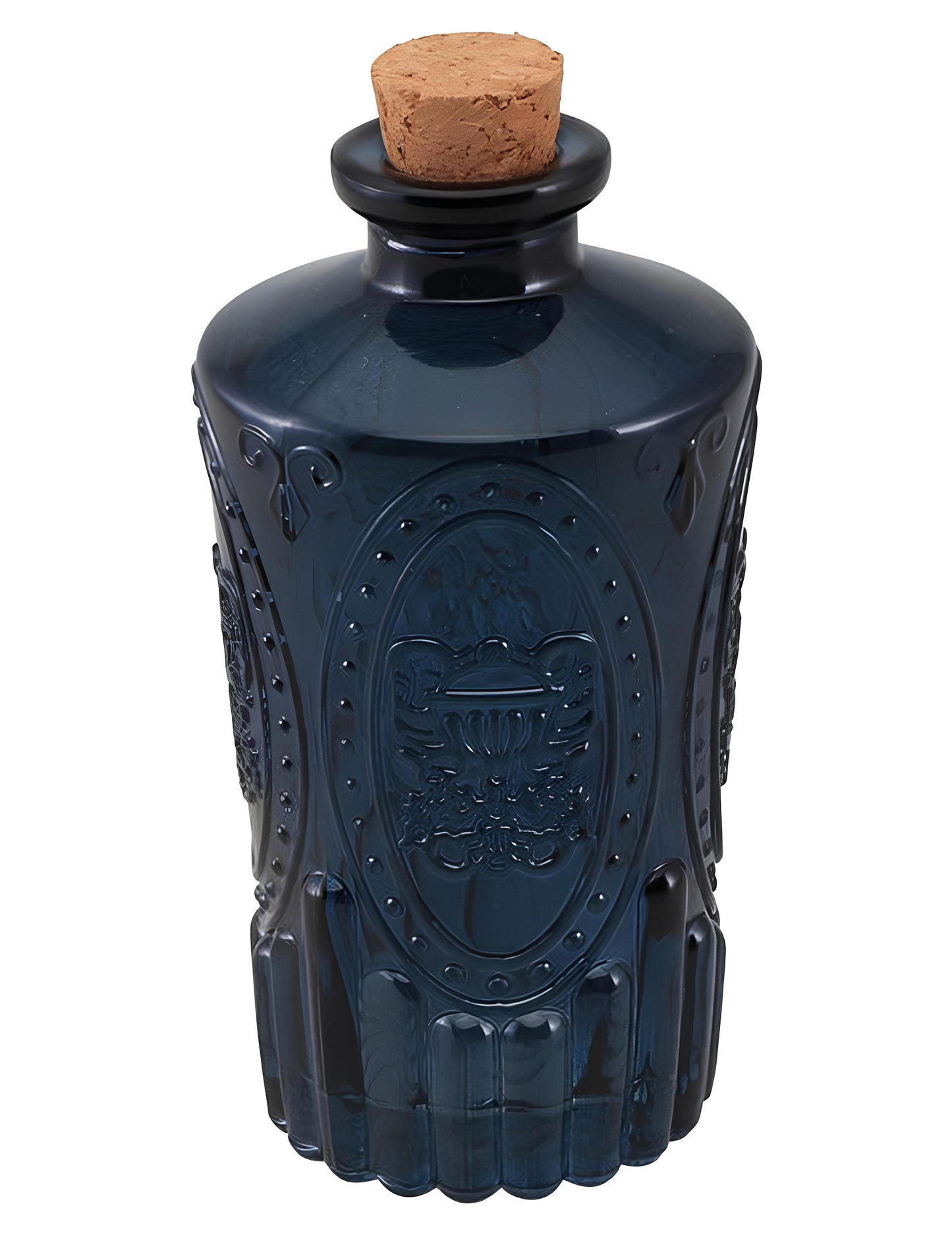 Fiole en verre de potion pour décoration bleu nuit avec bouchon en liège