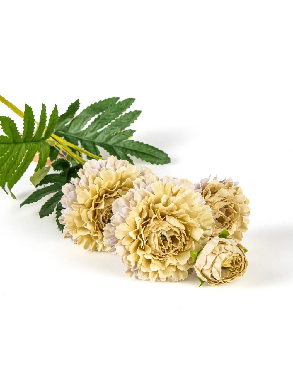 Flores de zínia artificiais para bouquet bege em haste