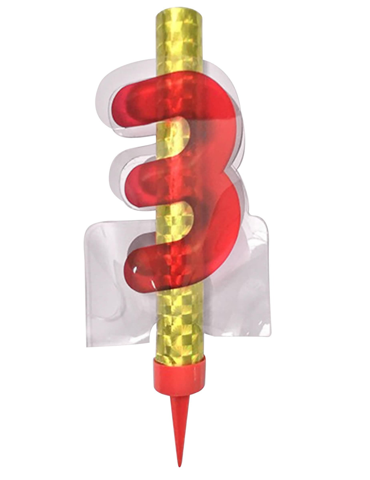 Vela-fontana luminosa número 3 para bolo vermelho