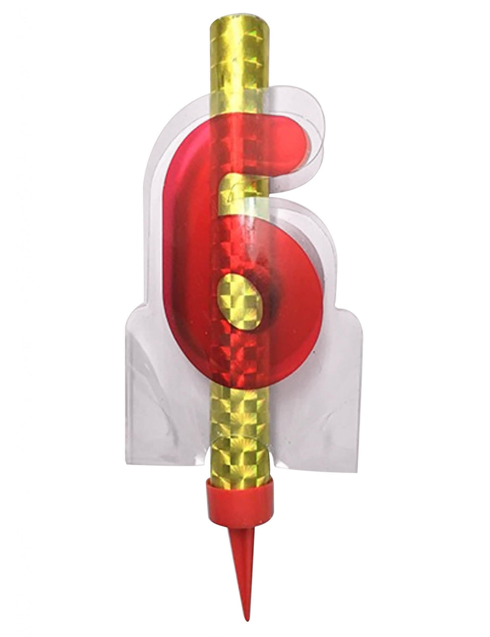 Fonte luminosa número 6 para aniversário vermelho