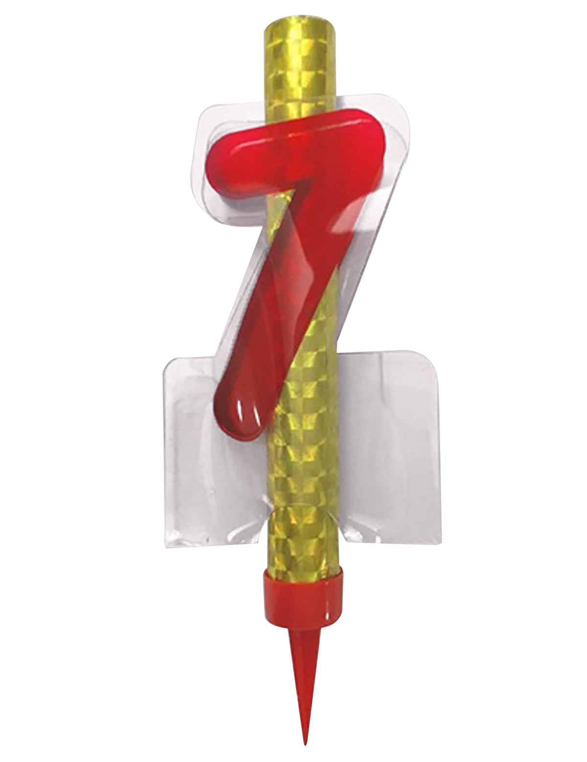 Fonte luminosa número 7 para aniversário vermelho e dourado