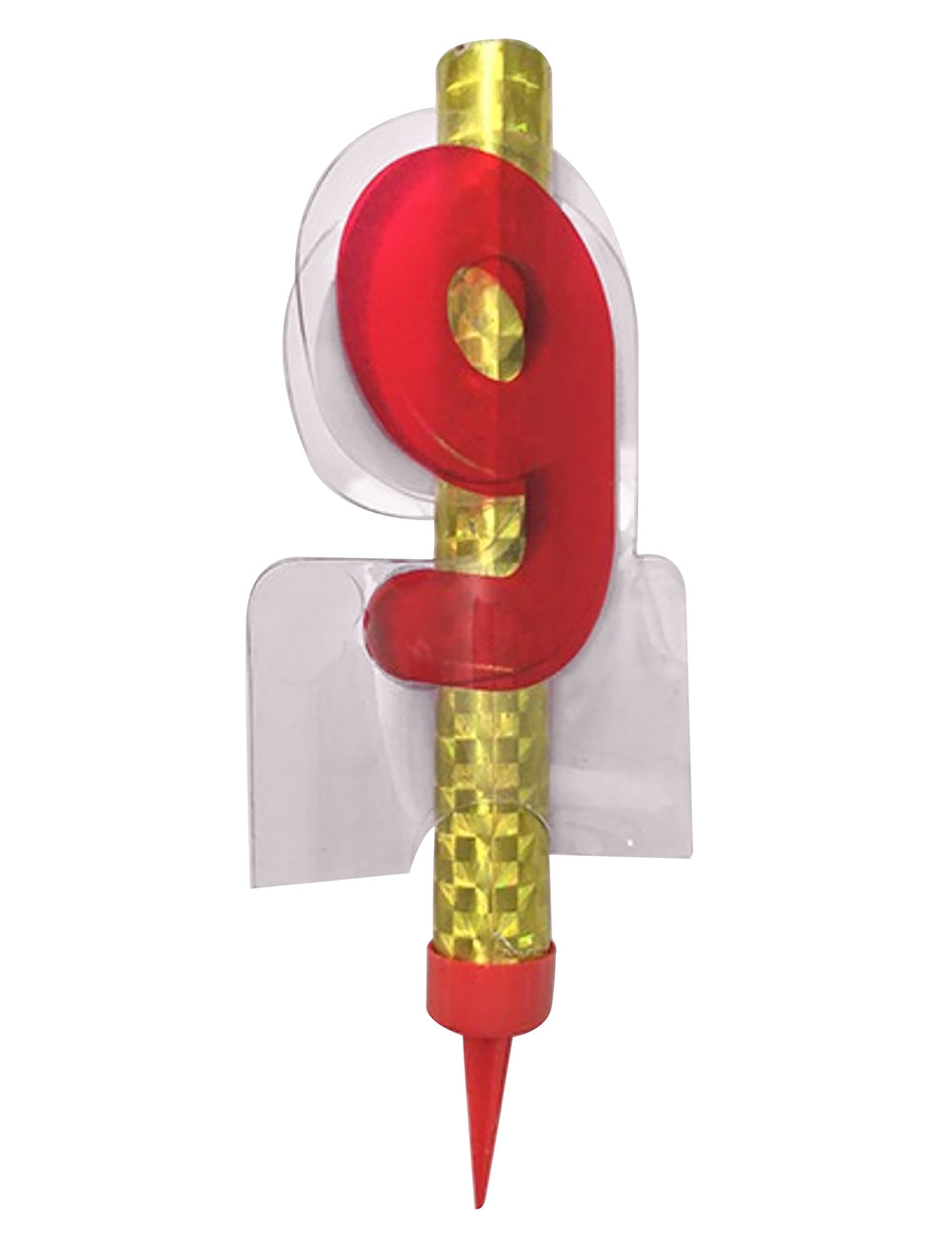 Fontaine lumineuse numéro 9 pour gâteau rouge et dorée