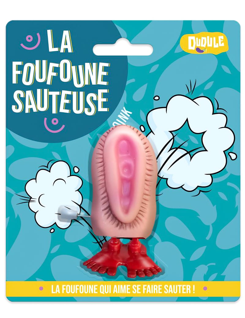 Vue dans son emballage de la foufoune sauteuse humoristique pour adulte