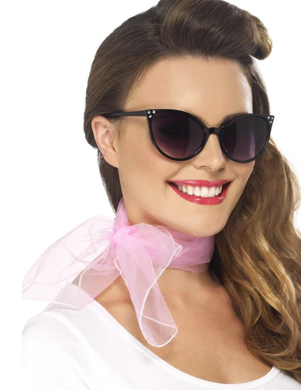 lenço cor de rosa para mulher em véu transparente vaporoso