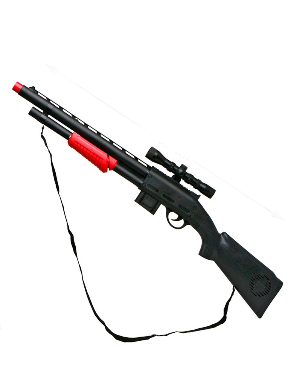Fusil tireur d'élite pour enfant et adulte noir et rouge avec lunette de visée