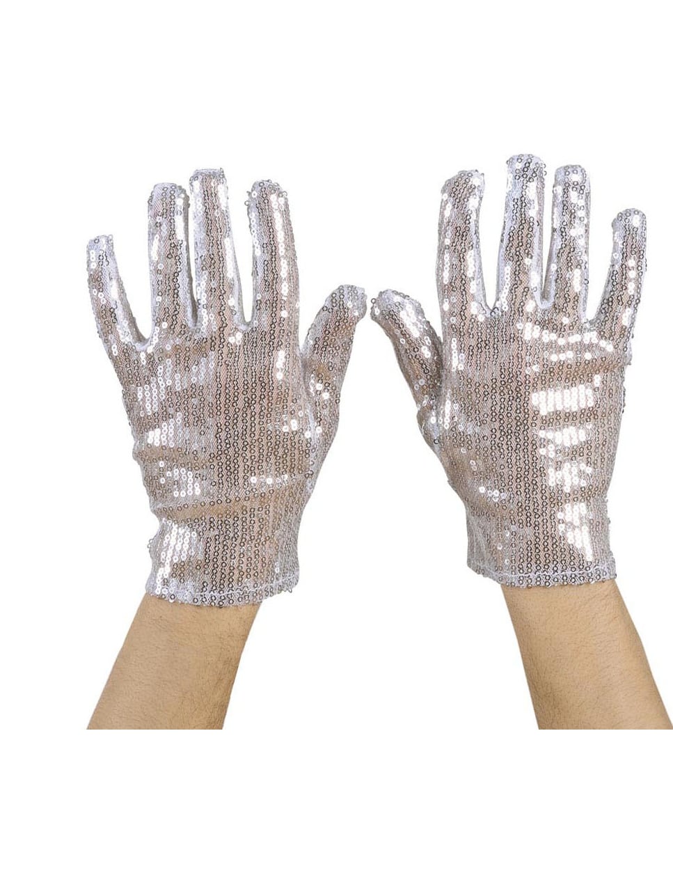 Vue de face des gants courts à paillettes
