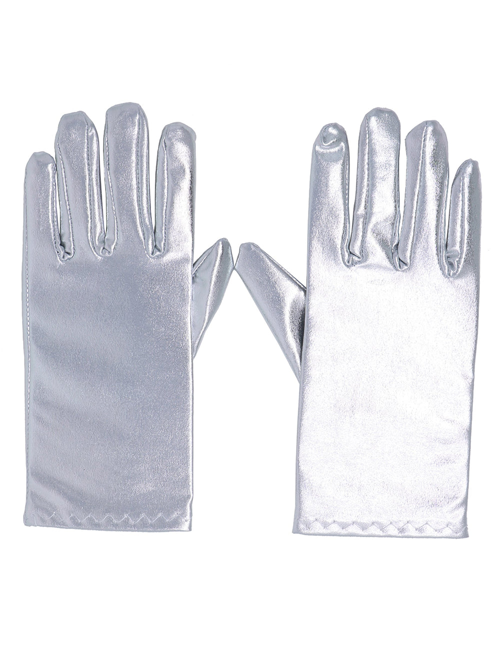 Vue d'ensemble des gants courts métalisés pour femme argent