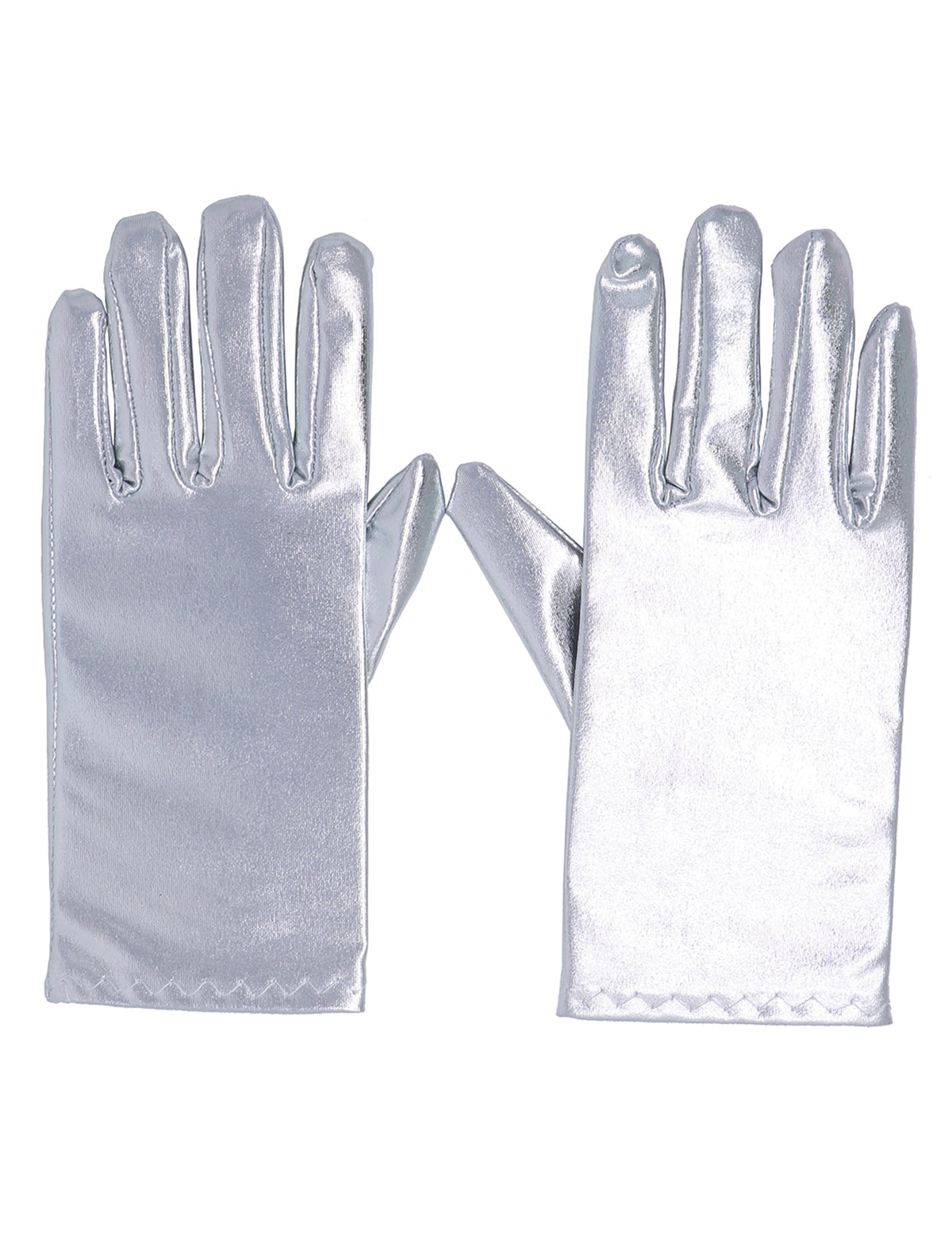 Vue d'ensemble des gants courts métalisés pour femme argent
