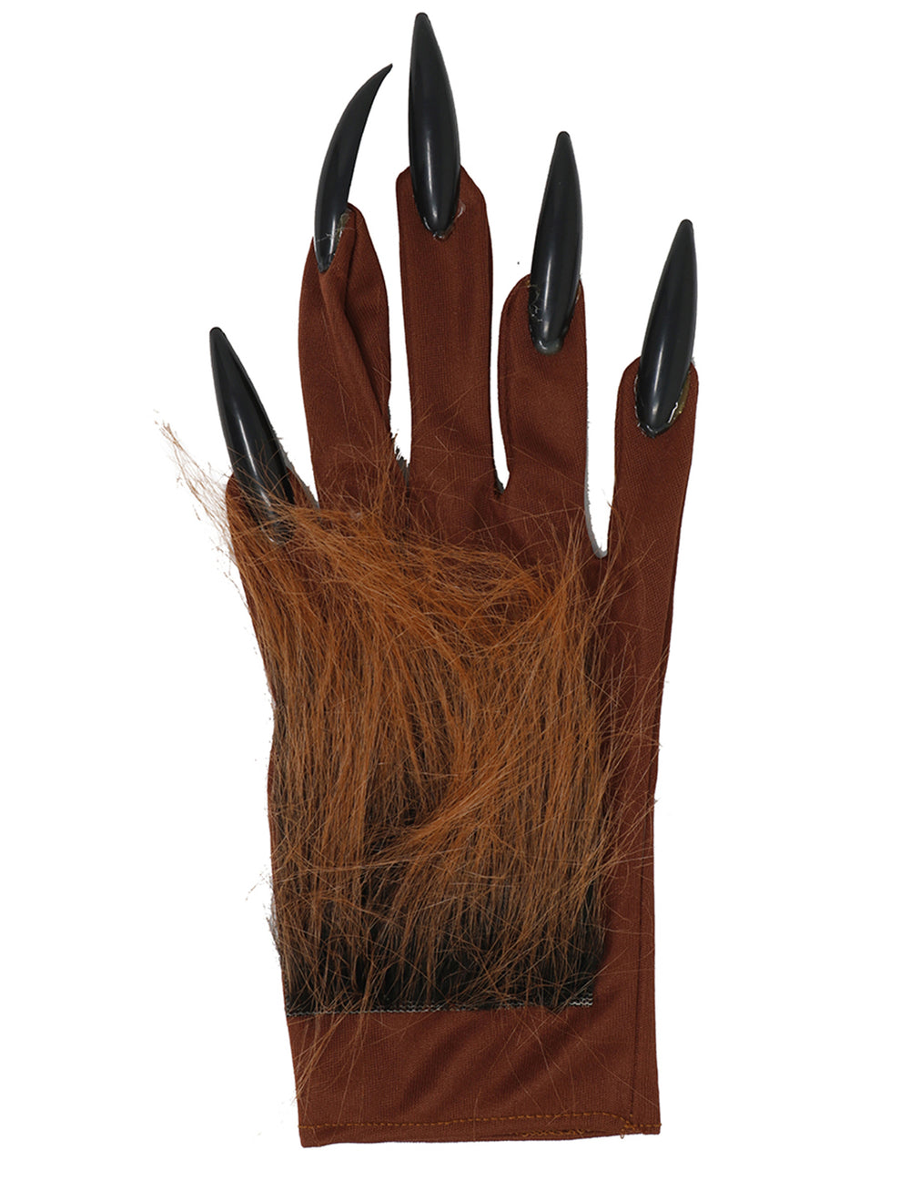 Détail de la fourrure et des griffes des gants de loup-garou à griffes