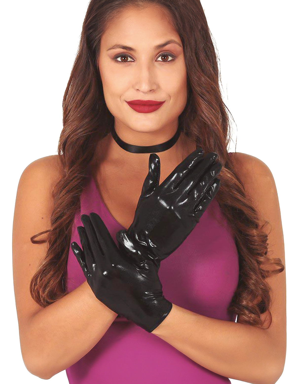 Gants effet cuir pour femme noirs