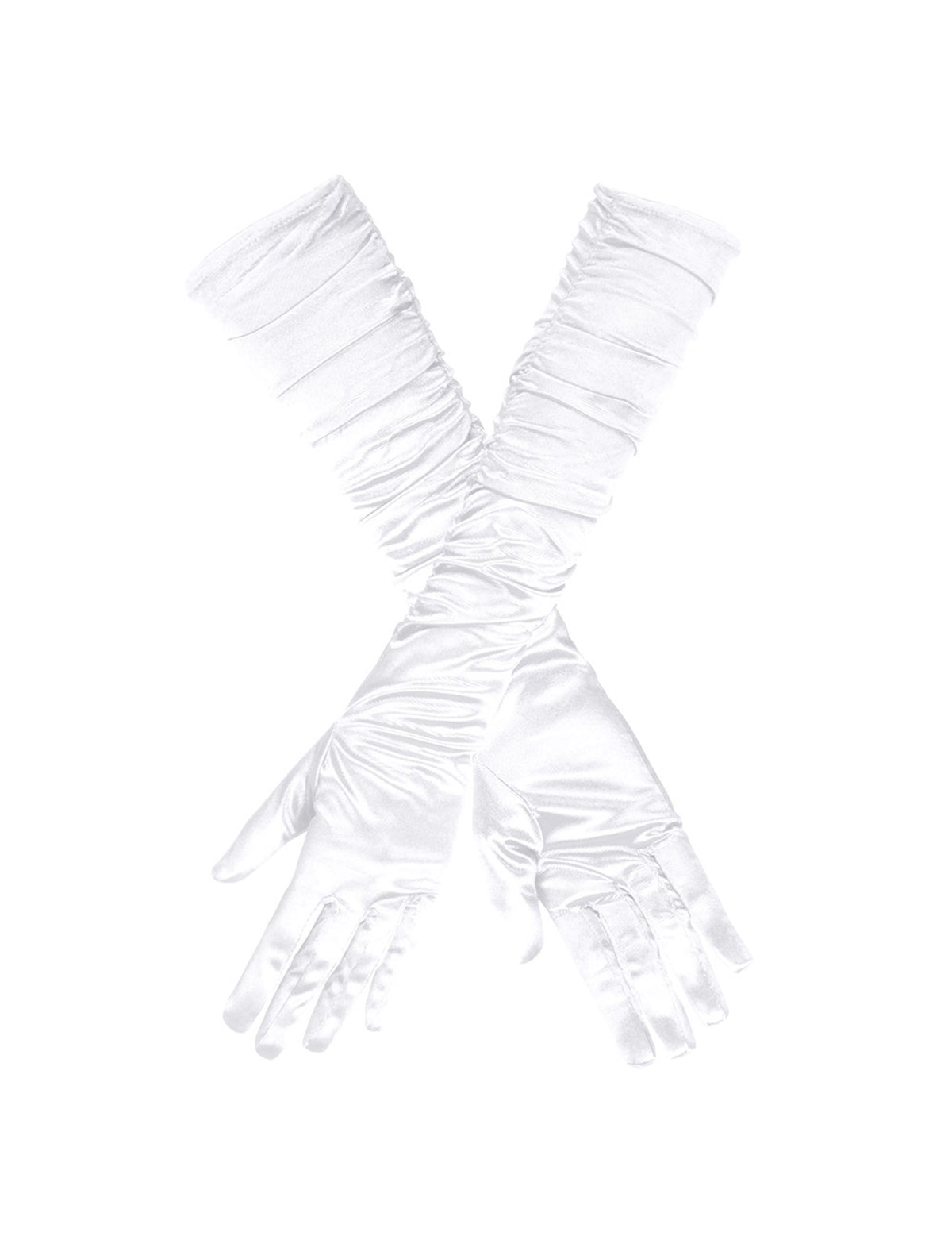 Vue à plat des gants longs satinés pour femme