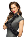 Gants longs satinés pour femme noirs