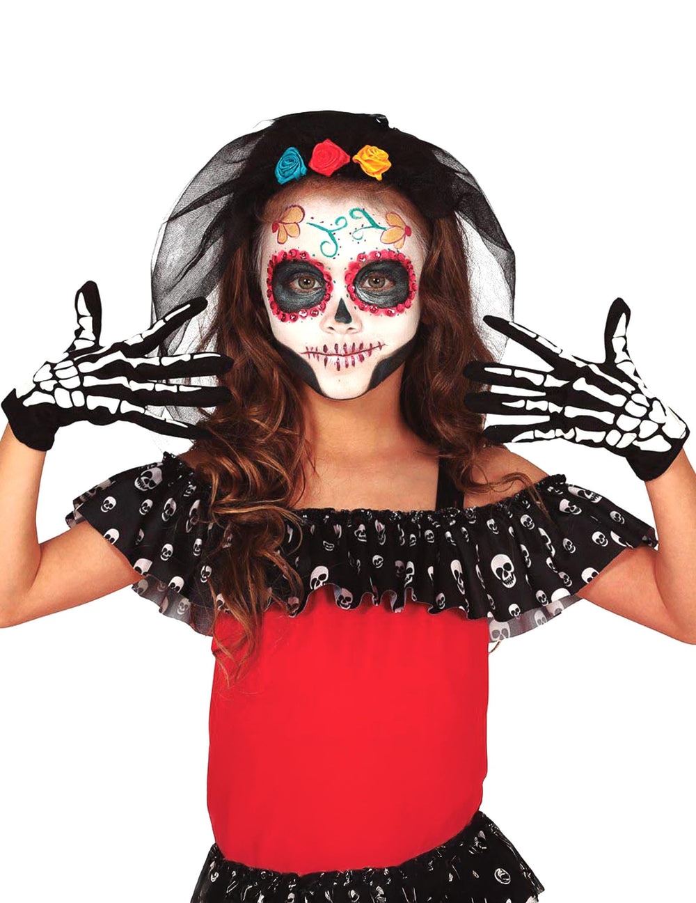 Gants squelette pour enfant noir et blanc