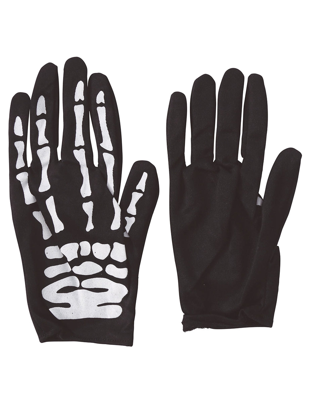 Vue de face et de dos des gants squelette pour enfant