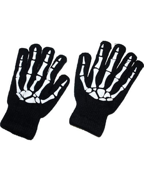 Gants squelette pour adulte noirs et blancs