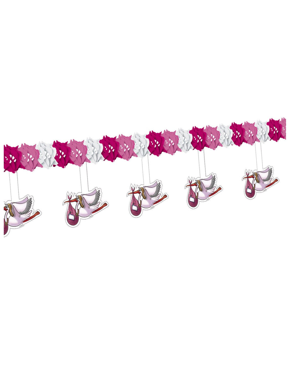 Guirlande cigognes pour fille rose et blanche