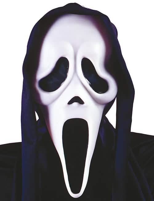 Máscara Ghost Face Scream adulto black and white com capuz