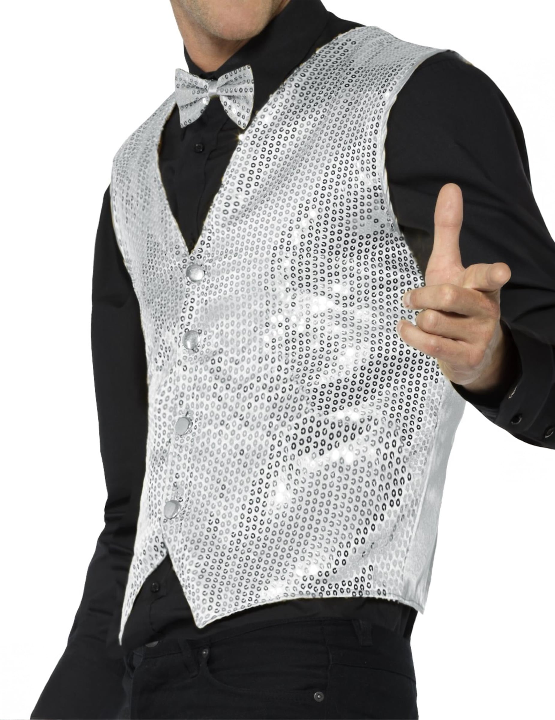 Gilet à sequins pour adulte argent