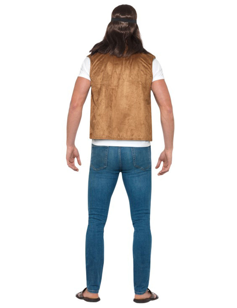 Vue de dos du gilet hippie avec fourrure pour adulte