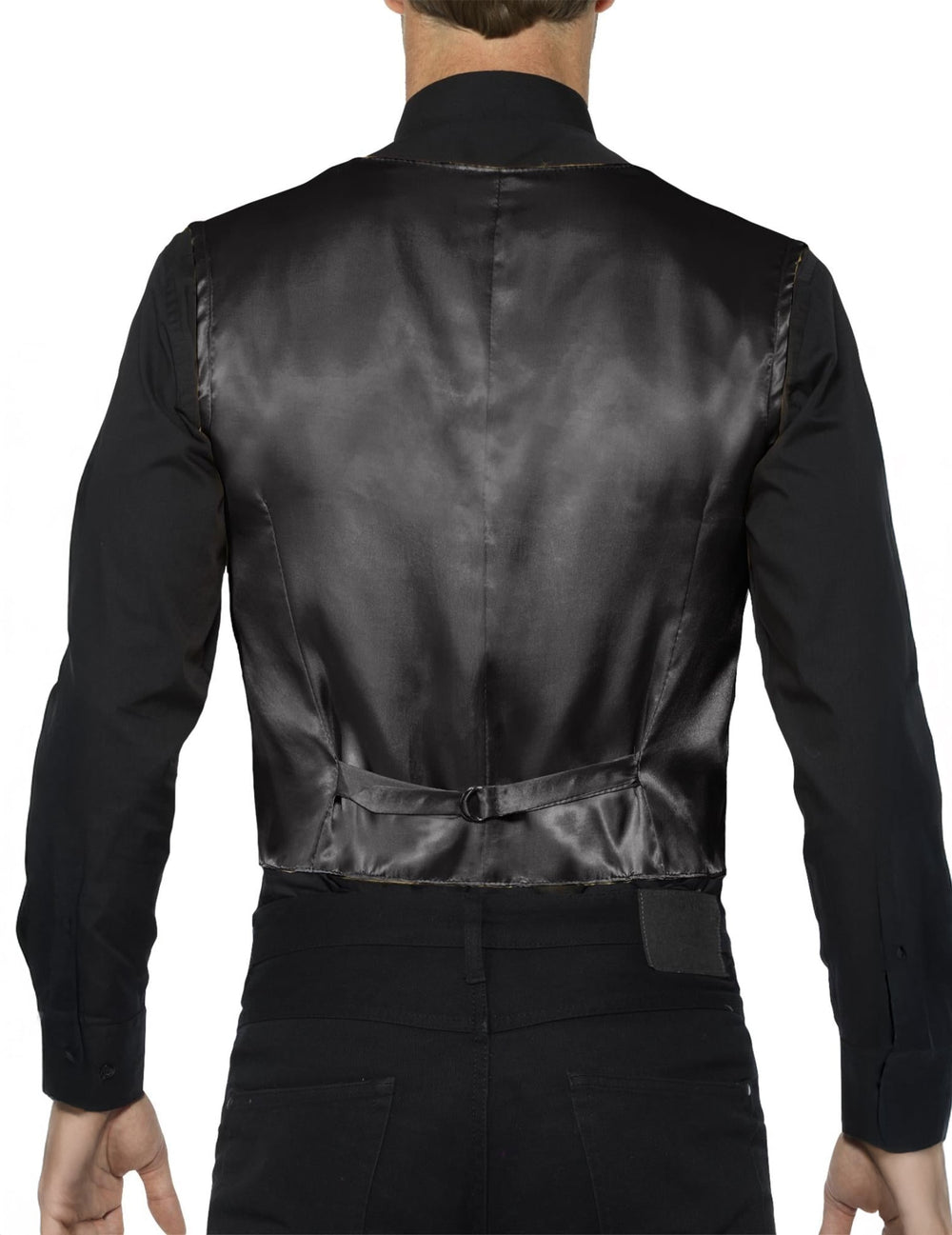 Vue de dos du gilet à sequins pour adulte noir