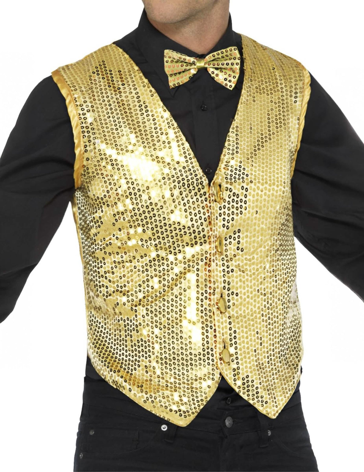 Colete dourado com lantejoulas para adulto