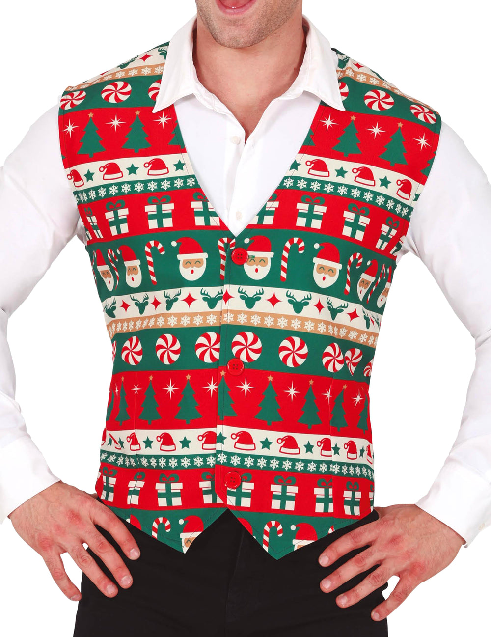 Vue de face du gilet de Noël pour adulte
