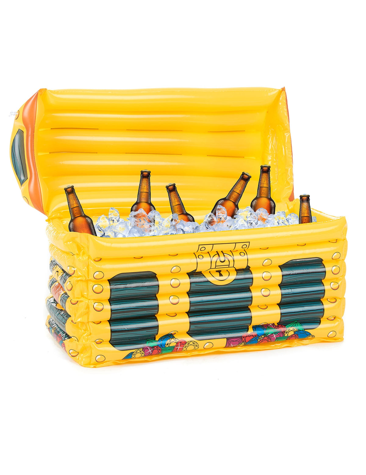 Glacière coffre gonflable pour adulte jaune avec motifs trésor