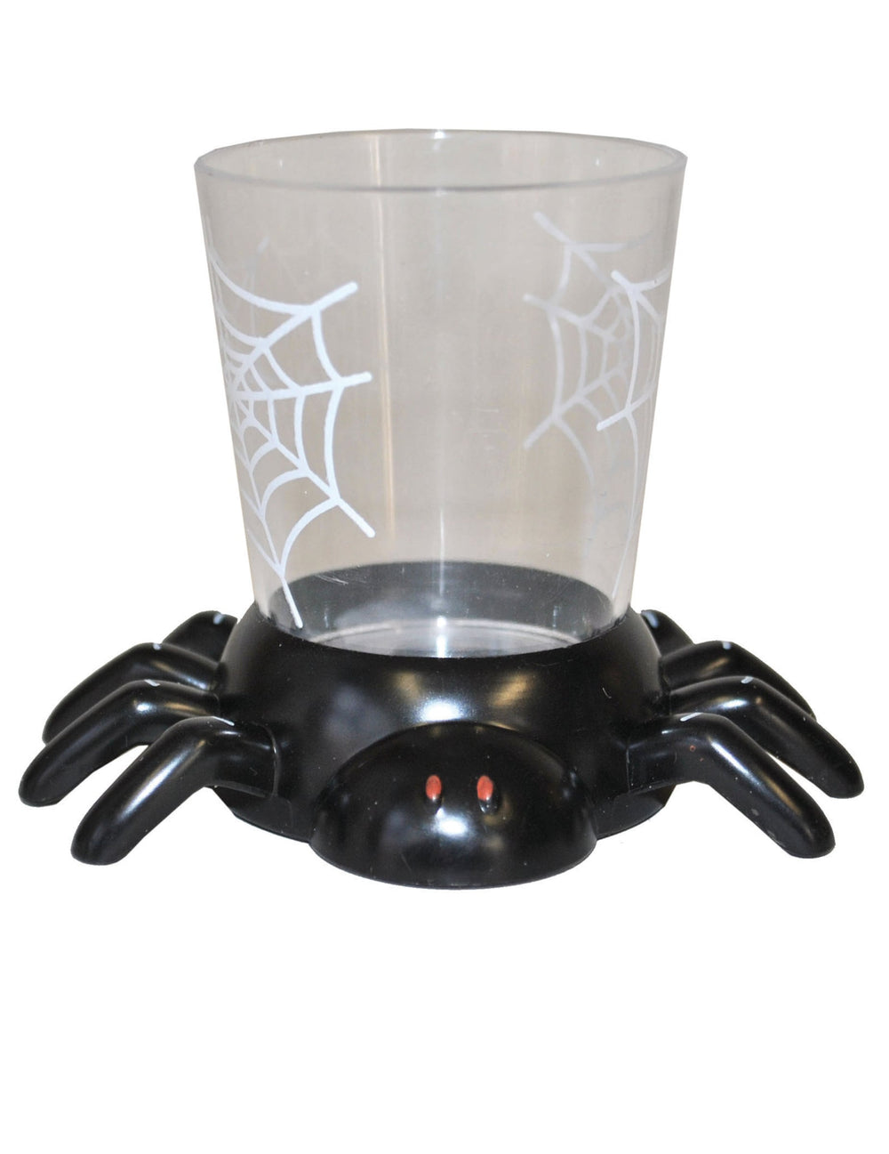 Gobelet araignée pour Halloween transparent et noir avec socle araignée