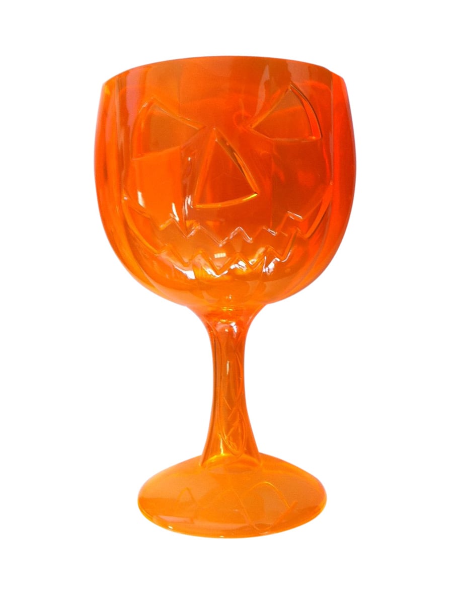 Verre à pied en plastique citrouille pour Halloween orange