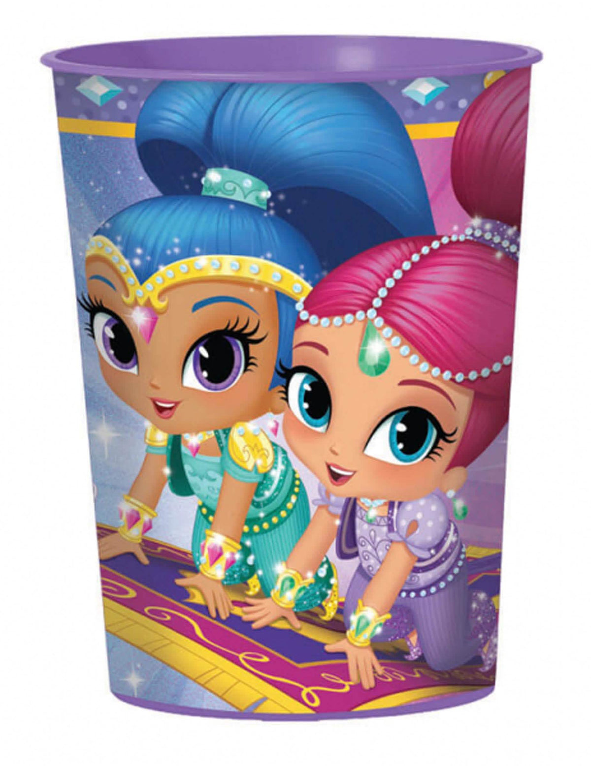 Copo de plástico Shimmer et Shine para criança roxo de 455 ml