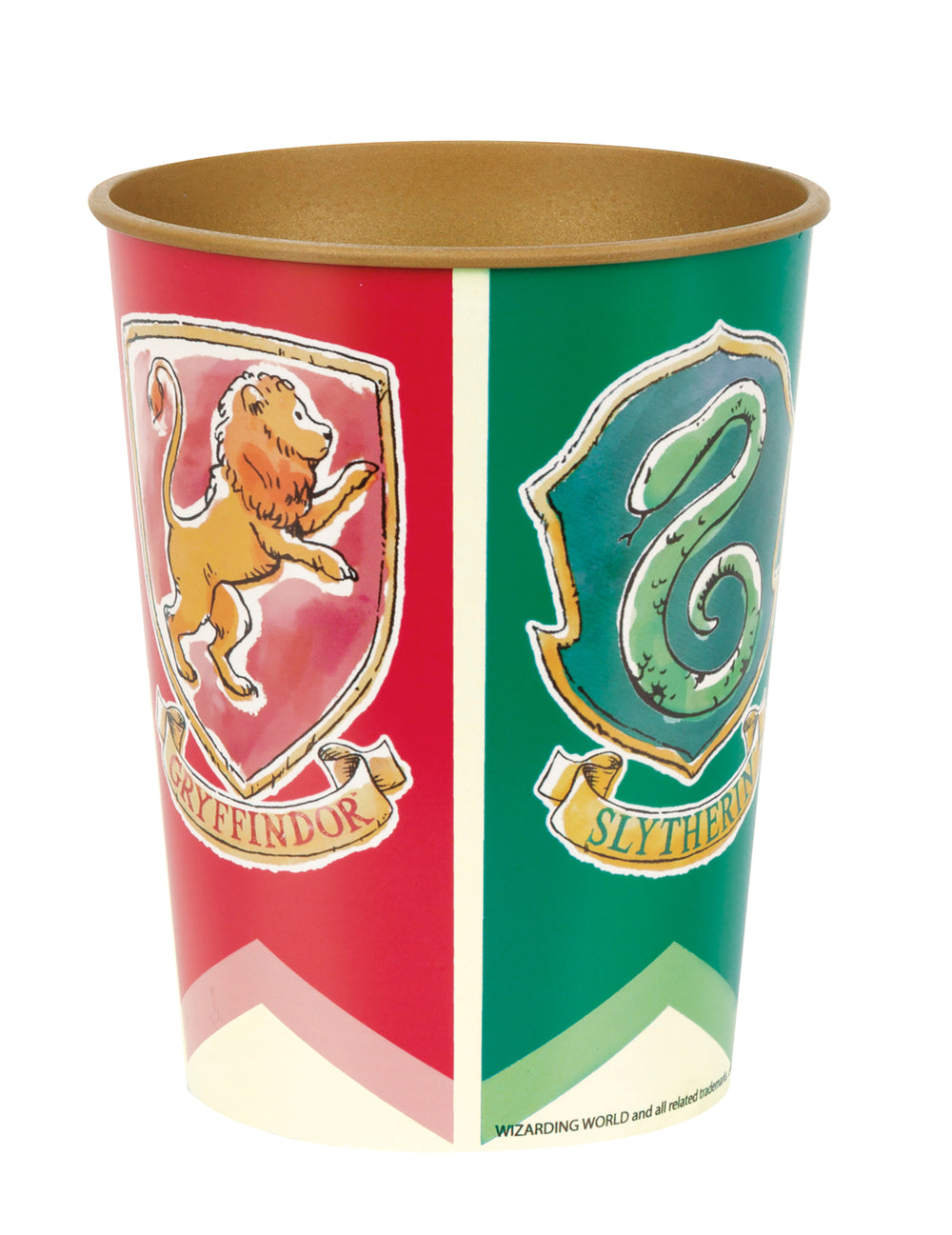 Gobelet réutilisable en plastique Harry Potter 50 cl rouge et vert avec blasons Gryffondor et Serpentard