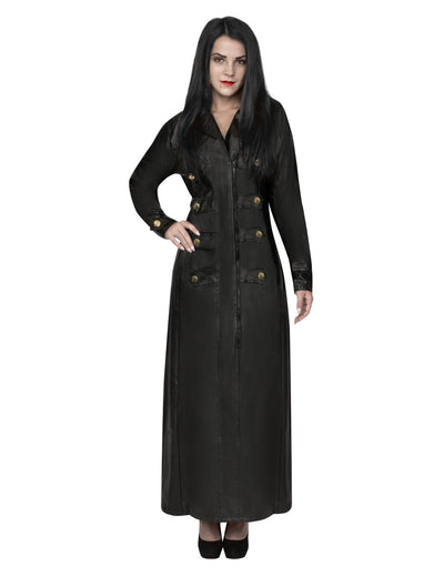 Veste gothique vampire pour femme noire longue à boutons dorés